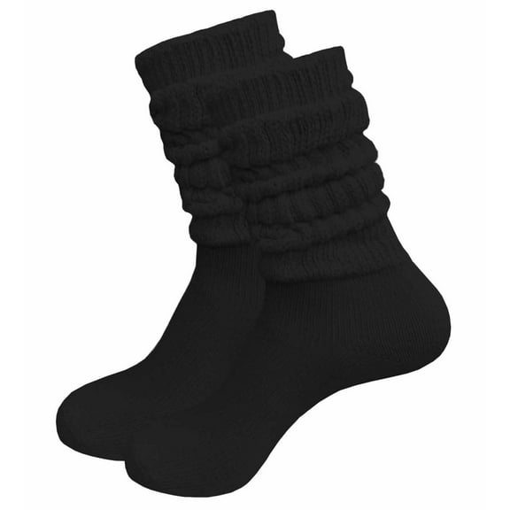 COUVER Womens Slouch Socks Cotton Stretch Knee Length, Black, 9-11, 1 Pair