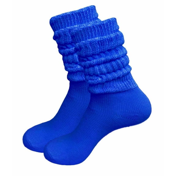 COUVER Womens Slouch Socks Cotton Stretch Knee Length, Royal Blue, 9-11, 1 Pair