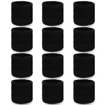 COUVER Wristbands for Events - Adult Black Cotton Terry Colth Cheap Wristband (12 Pieces)
