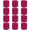 thumbnail image 1 of COUVER Wristbands for Events - Adult Hot Pink Cotton Terry Colth Cheap Wristband (12 Pieces) - Pink Breast Cancer Awareness, 1 of 5