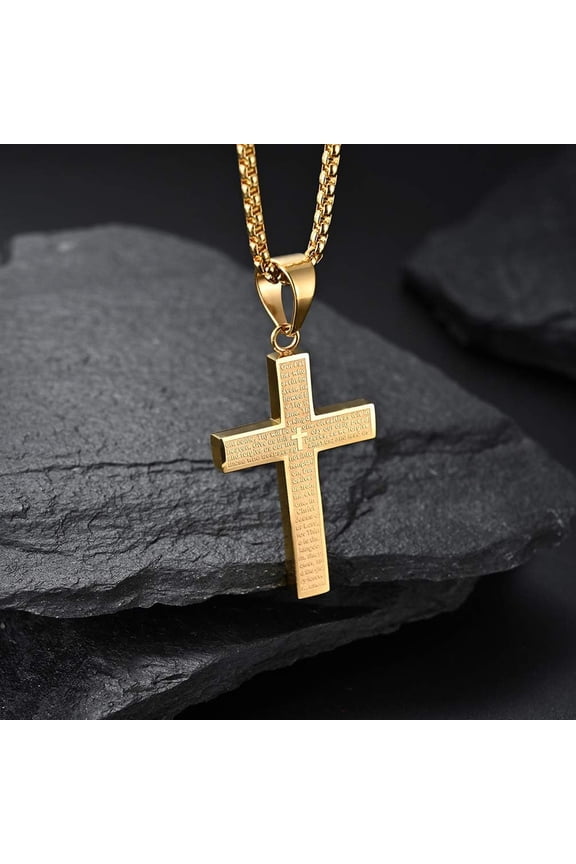Faith Cross Necklace with Lord's Prayer, Ideal Gift for Baptism, Confirmation & Easter