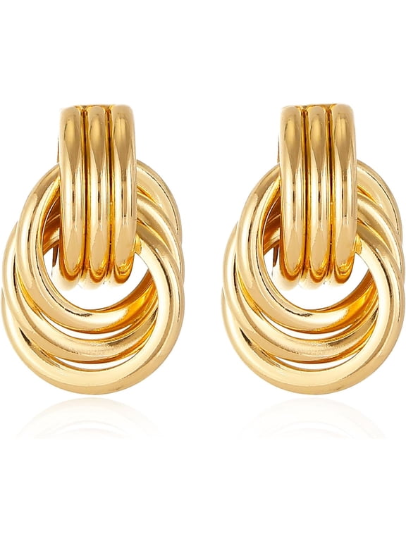 Versatile Knot Drop Earrings, 14K Gold Plated Minimalist Jewelry for Work, Parties & Everyday Wear