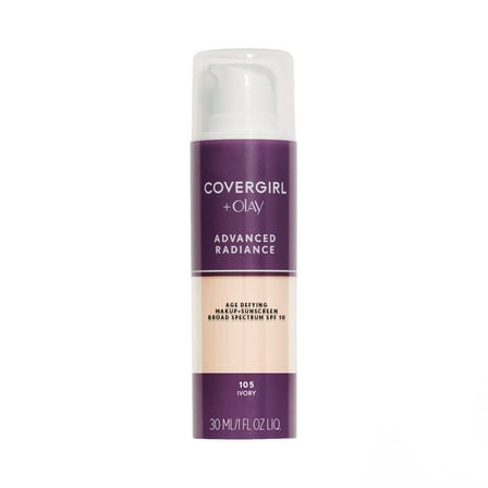 COVERGIRL Advanced Radiance Age-Defying Liquid Foundation, 105 Ivory, 1.0 fl oz, Anti-Aging