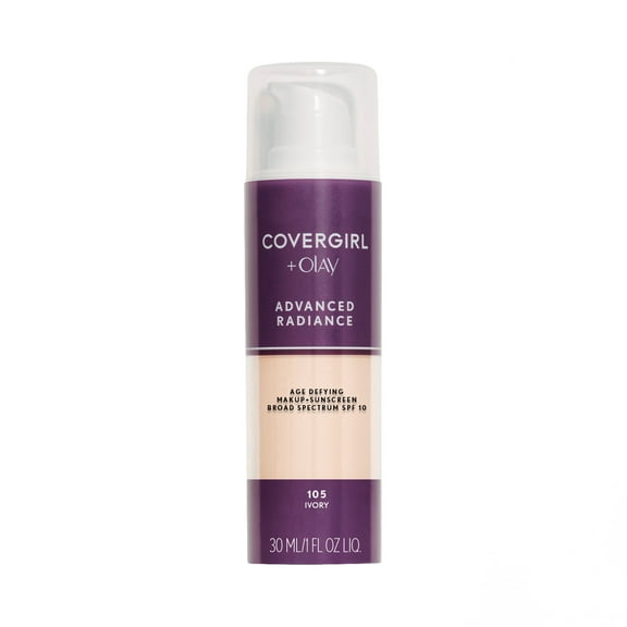 COVERGIRL Advanced Radiance Age-Defying Liquid Foundation, 105 Ivory, 1.0 fl oz, Anti-Aging