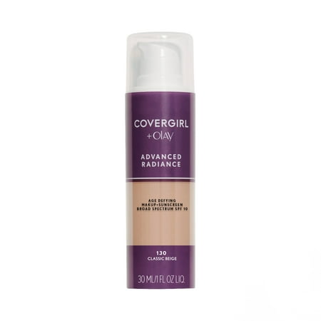 COVERGIRL Advanced Radiance Age-Defying Liquid Foundation, 130 Classic Beige, 1 fl oz, Anti-Aging