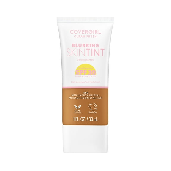 COVERGIRL Clean Fresh Blurring Skin Tint SPF30, 440 Medium/Rich Neutral, 1 fl oz