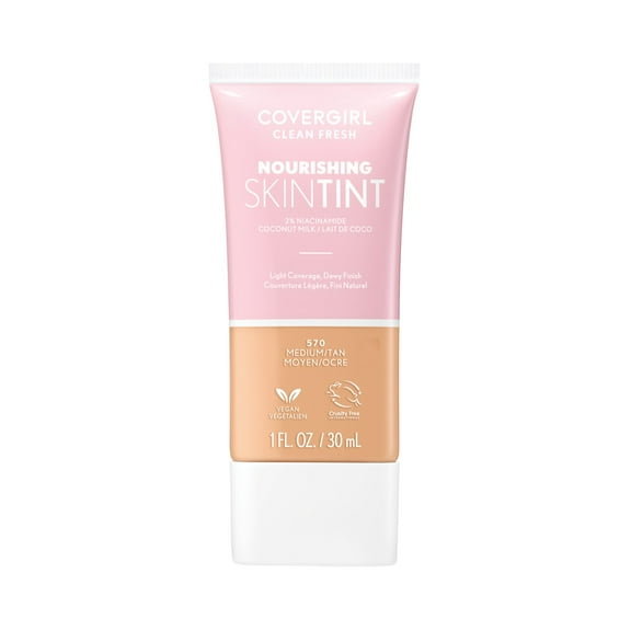 COVERGIRL Clean Fresh Nourishing Skin Tint, Dewy Finish, Medium/ Tan, 1 fl oz (Packaging May Vary)