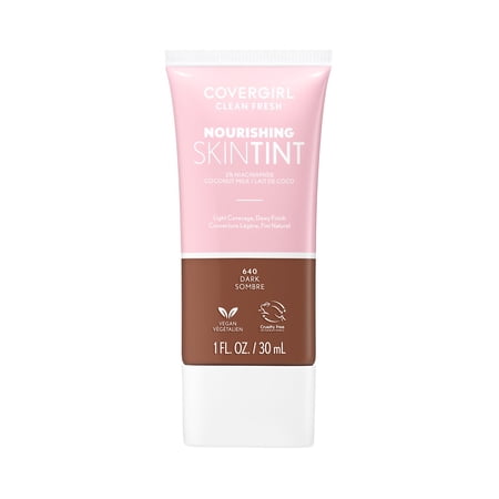 COVERGIRL Clean Fresh Nourishing Skin Tint, Dewy Finish, Dark, 1 fl oz (Packaging May Vary)
