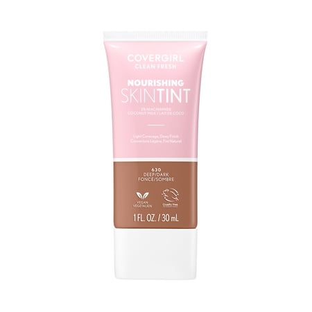 COVERGIRL Clean Fresh Nourishing Skin Tint, Dewy Finish, Deep/ Dark, 1 fl oz (Packaging May Vary)