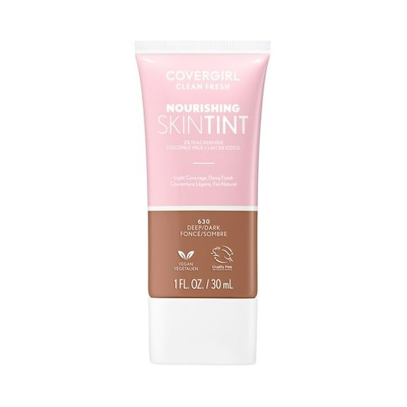 COVERGIRL Clean Fresh Nourishing Skin Tint, Dewy Finish, Deep/ Dark, 1 fl oz (Packaging May Vary)