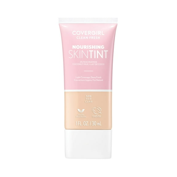 COVERGIRL Clean Fresh Nourishing Skin Tint, Dewy Finish, Fair, 1 fl oz (Packaging May Vary)