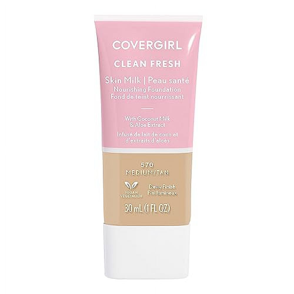 COVERGIRL Clean Fresh Skin Milk Foundation – Medium/Tan, 30 Ml, Leichte Abdeckung Mit Kokosmilch & Aloe, Vegan, Für Empfindliche Haut