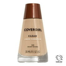 COVERGIRL Clean Liquid Foundation, 120 Creamy Natural, 1 fl oz, Liquid Foundation, Moisturizing Foundation, Lightweight Foundation, Cruelty-Free Foundation, Unscented Foundation