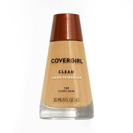 COVERGIRL Clean Liquid Foundation, 130 Classic Beige, 1 fl oz, Liquid Foundation, Moisturizing, Lightweight, Cruelty-Free