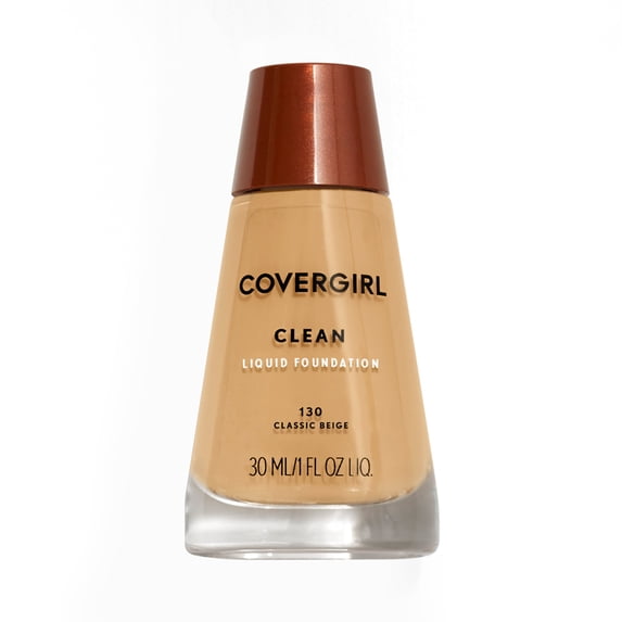 COVERGIRL Clean Liquid Foundation, 130 Classic Beige, 1 fl oz, Liquid Foundation, Moisturizing, Lightweight, Cruelty-Free