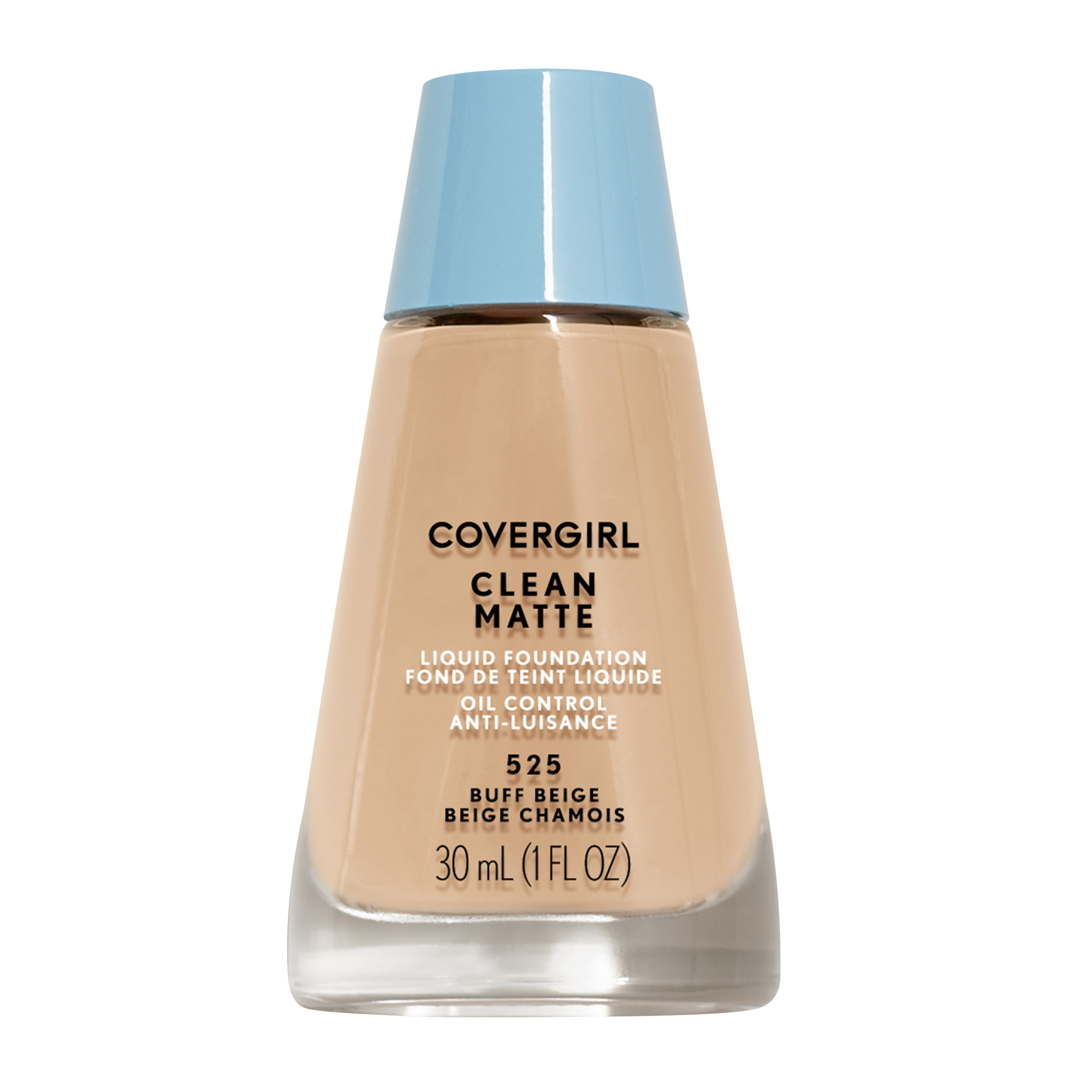 COVERGIRL Clean Matte Liquid Foundation, 525 Buff Beige, 1 fl oz, Liquid Foundation, Matte Foundation, Lightweight Foundation, Moisturizing Foundation, Water Based Foundation - image 1 of 8