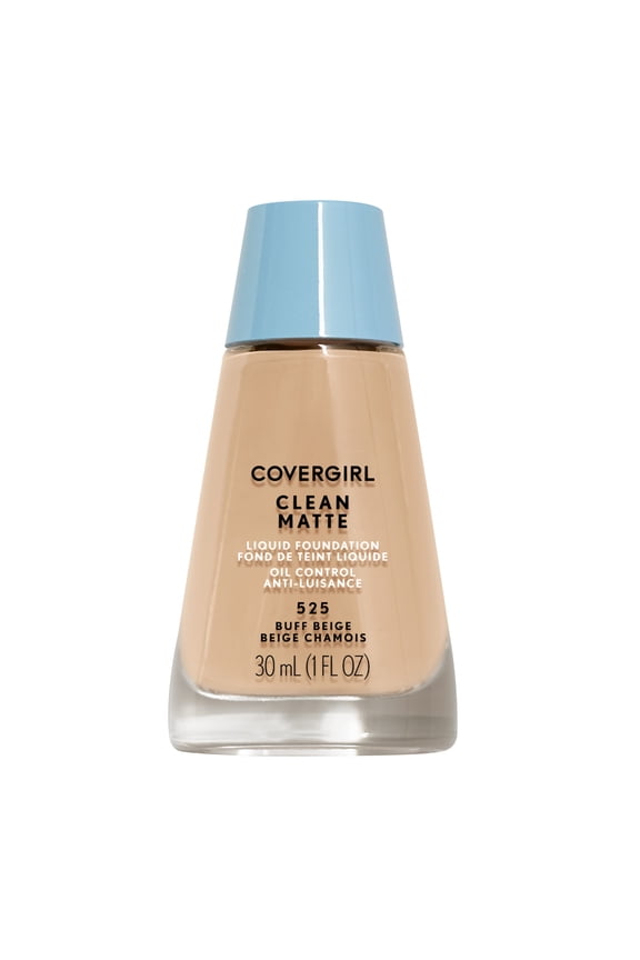 Clean Matte Liquid Foundation, 525 Buff Beige, 1 fl oz, Liquid Foundation, Matte Foundation, Lightweight Foundation, Moisturizing Foundation, Water Based Foundation