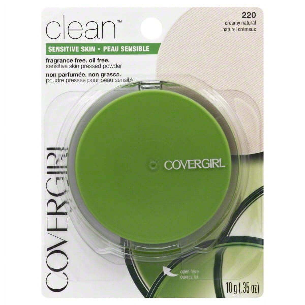 COVERGIRL Clean Sensitive Skin Pressed Powder, 220 Creamy Natural, 0.35 Oz.