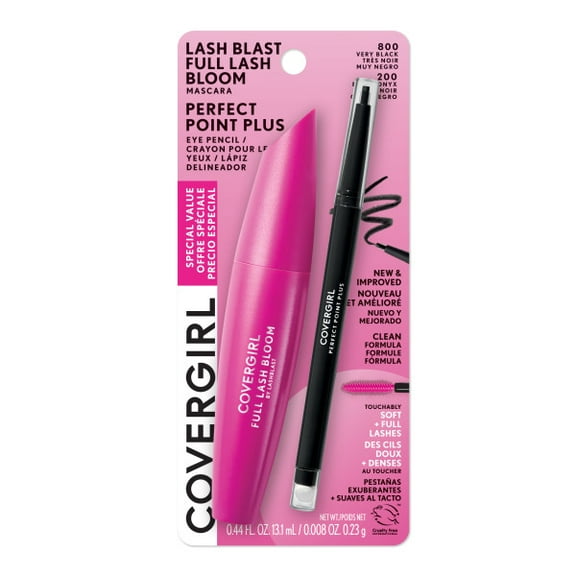 COVERGIRL Lash Blast Full Lash Bloom Mascara + Perfect Point Plus Eyeliner Pack, 800 Very Black + Black Onyx