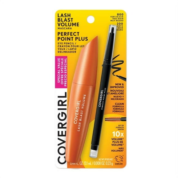 COVERGIRL Lash Blast Volume Mascara + Perfect Point Plus Eyeliner Pencil Value Pack, 800 Very Black + Black Onyx