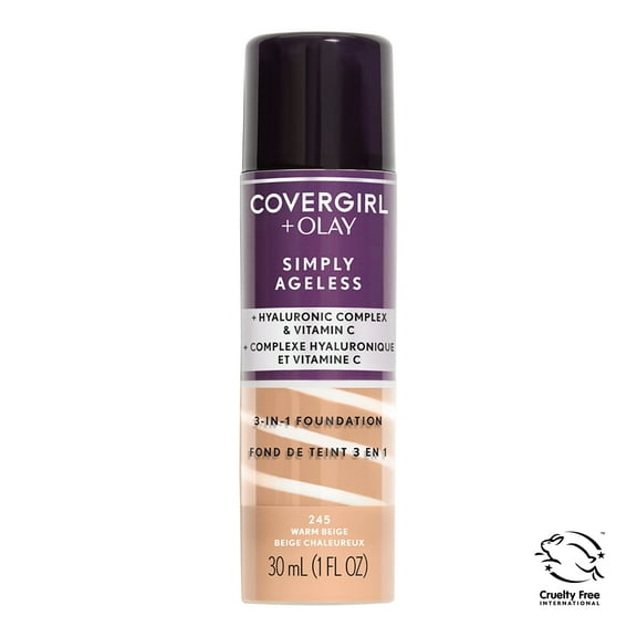 Covergirl & Olay Simply Ageless 3-in-1 Liquid Foundation, 245 Warm Beige, 1 fl oz