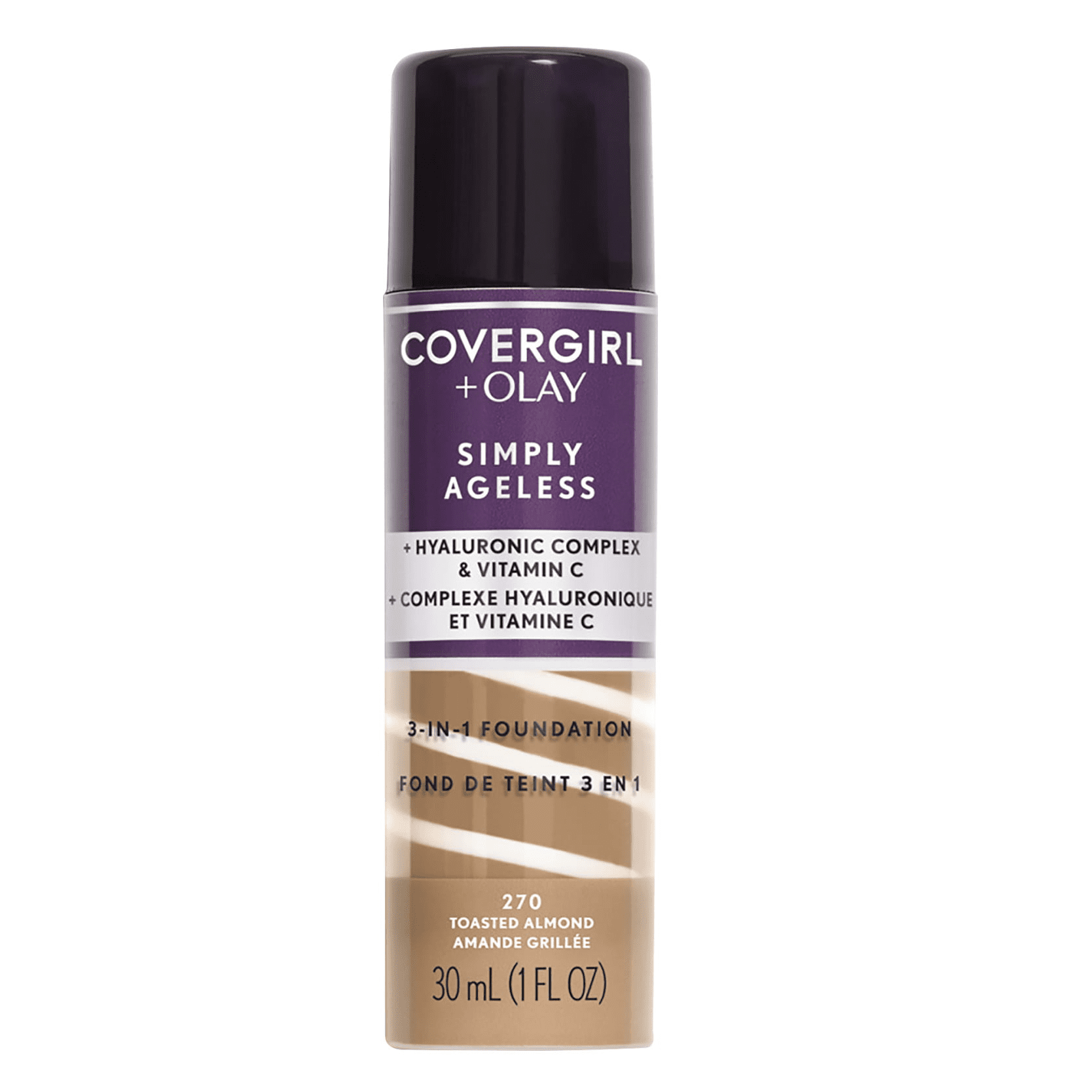 Covergirl & Olay Simply Ageless 3-in-1 Liquid Foundation, 270 Toasted Almond, 1 fl oz