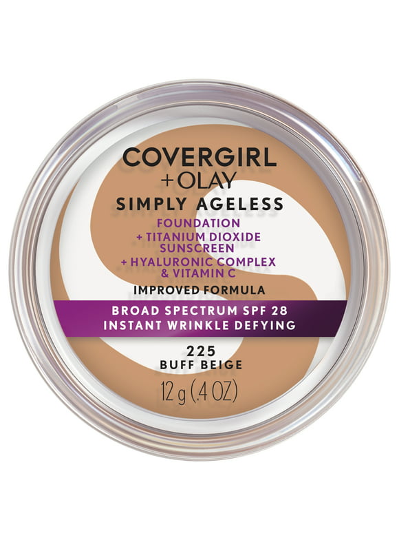 COVERGIRL + OLAY Simply Ageless Instant Wrinkle-Defying Foundation with SPF 28, Buff Beige, 0.44 oz