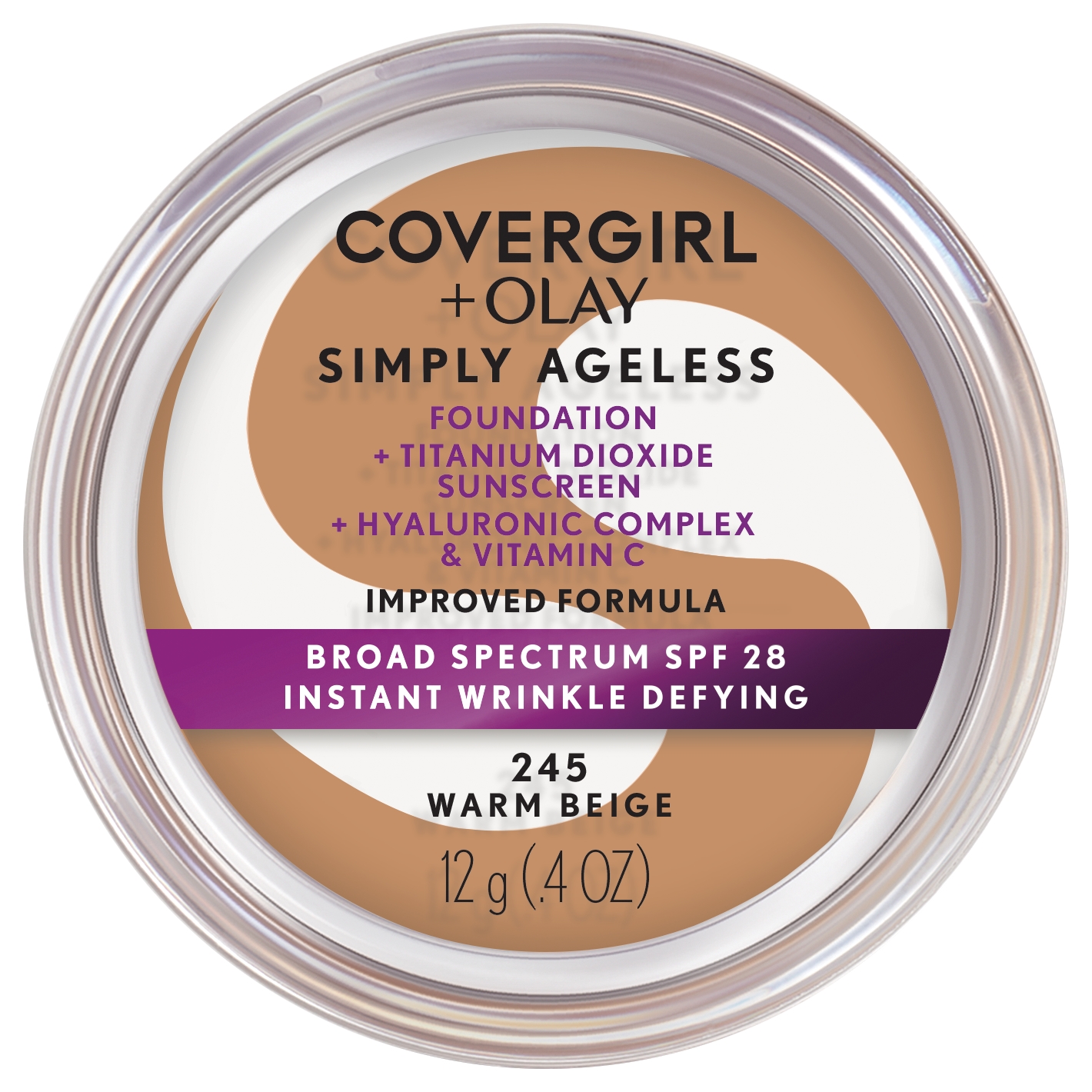 COVERGIRL + OLAY Simply Ageless Instant Wrinkle-Defying Foundation with SPF 28, Warm Beige, 0.44 oz - image 1 of 9