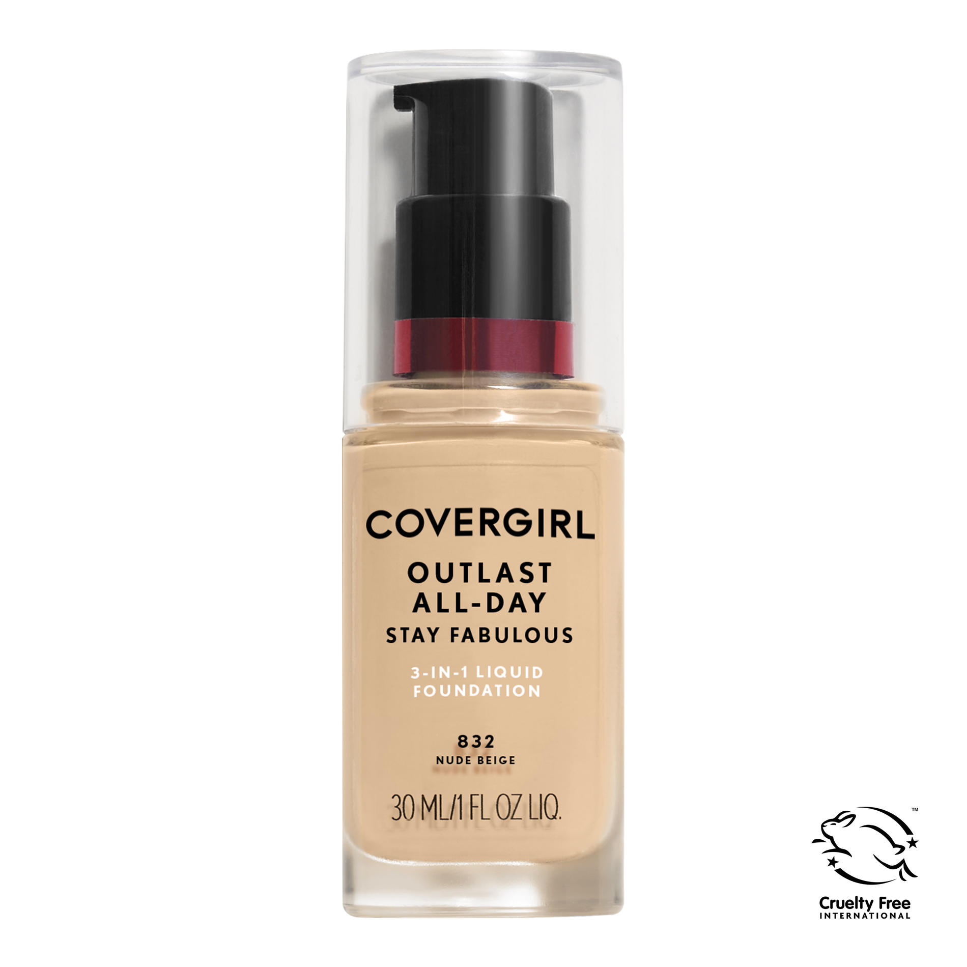COVERGIRL Outlast All-Day Stay Fabulous 3-in-1 Foundation, 832 Nude Beige - image 1 of 3