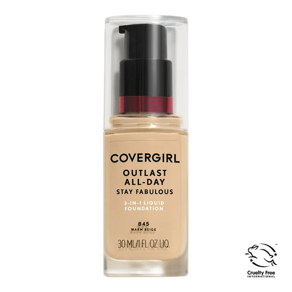 COVERGIRL Outlast All-Day Stay Fabulous 3-in-1 Foundation, 840 Natural Beige, 1 oz