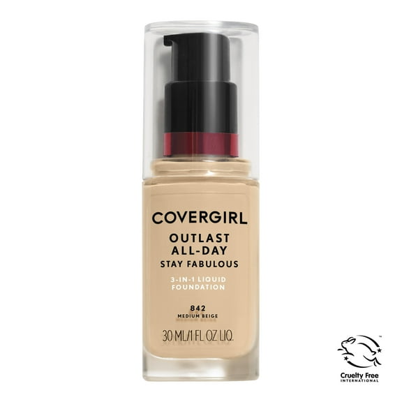 COVERGIRL Outlast All-Day Stay Fabulous 3-in-1 Foundation, 842 Medium Beige
