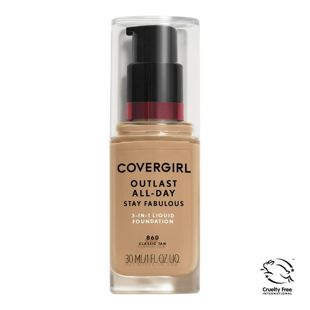COVERGIRL Outlast All-Day Stay Fabulous 3-in-1 Foundation, 845 Warm Beige, 1 oz