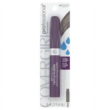 COVERGIRL Professional Remarkable Washable Waterproof Mascara Black Brown 210, 0.3 oz