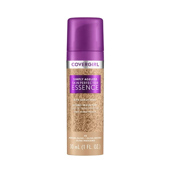 COVERGIRL Simply Ageless Skin Perfector Essence Liquid Foundation, 45 Medium-Olive, 1 fl oz