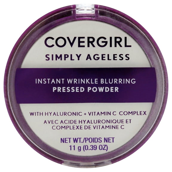COVERGIRL Simply Ageless Wrinkle Defying Pressed Powder, 100 Translucent, 3.9 oz, Pressed Powder, Face Powder, Oil Free Loose Powder, Full Coverage Powder, Hydrating Formula, Cruelty-Free