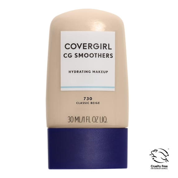 COVERGIRL Smoothers Hydrating Foundation, 730 Classic Beige, 1 fl oz, Hydrating Foundation, Cruelty Free Foundation, Liquid Foundation, Cream Foundation, Moisturizing Foundation