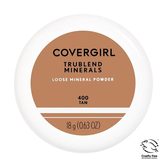 COVERGIRL TruBlend Loose Mineral Powder, 400 Tan, 0.63 oz, Setting Powder, Loose Powder, Enriched with Minerals, Easy Application, Soft, Even-Toned, Fresh Complextion