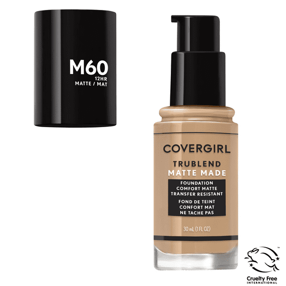 COVERGIRL TruBlend Matte Made Liquid Foundation, M60 Natural Beige, 1 fl oz, Moisturizing Foundation