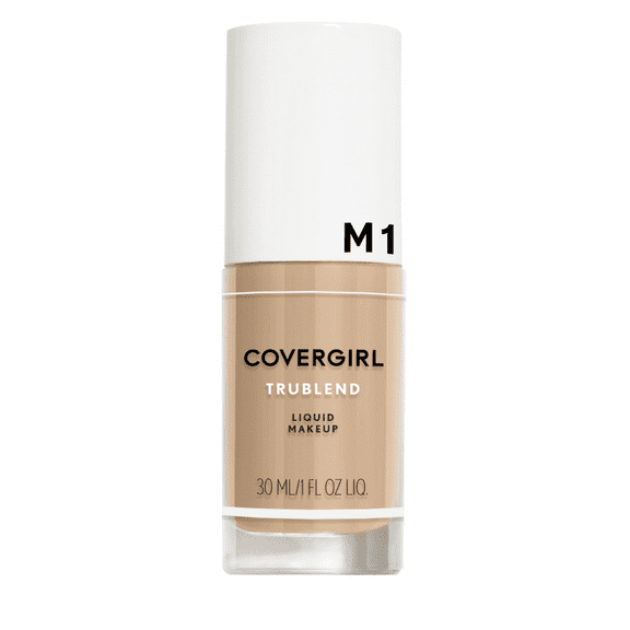 COVERGIRL TruBlend Oil-free Liquid Foundation, M-1 Natural Beige, 1 fl oz, Lightweight, Dewy Finish, Hydrating Foundation, Moisturizing Foundation, Cruelty-Free Foundation, Blends Seamlessly