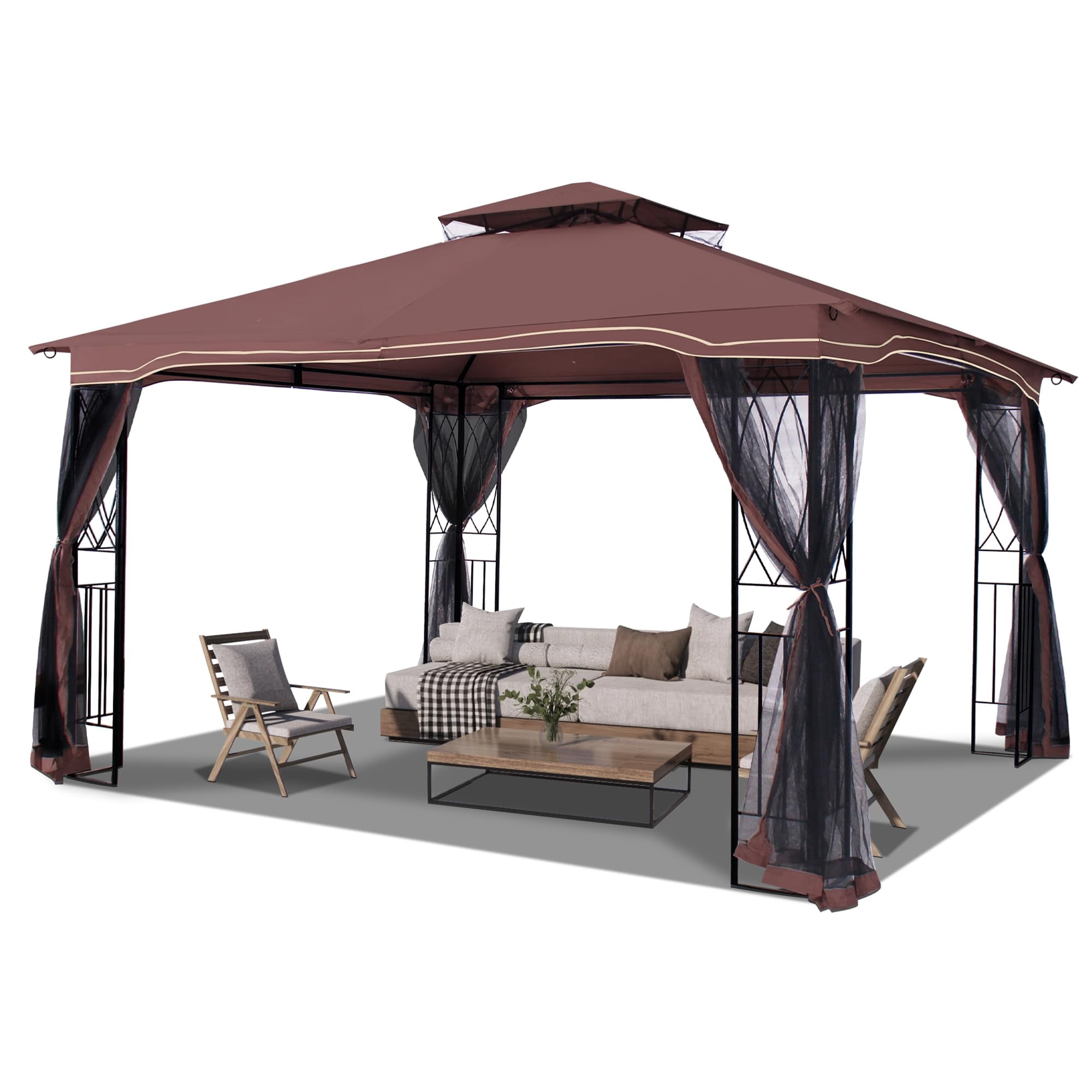 COVERONICS 10' x 12' Patio Gazebo Outdoor, Double Roof Outdoor Gazebo