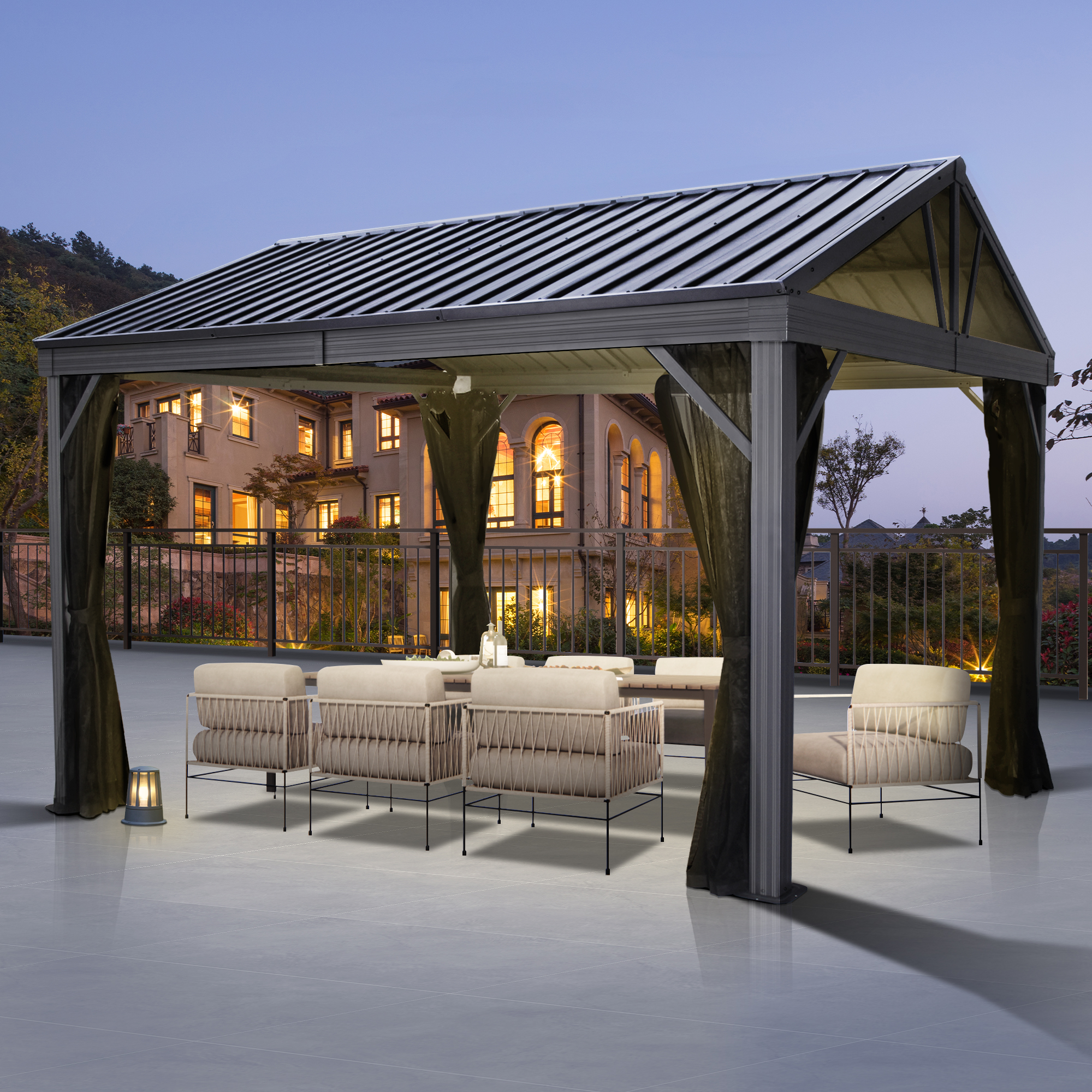 COVERONICS 1013FT Outdoor Galvanized Hardtop Gazebo Patio Aluminum