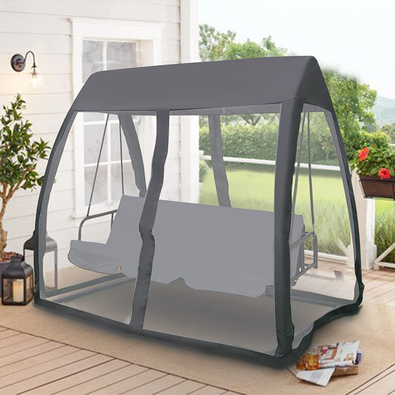 COVERONICS 2in1 Patio Swing Porch Canopy Outdoor 3 Seat Swing Chair