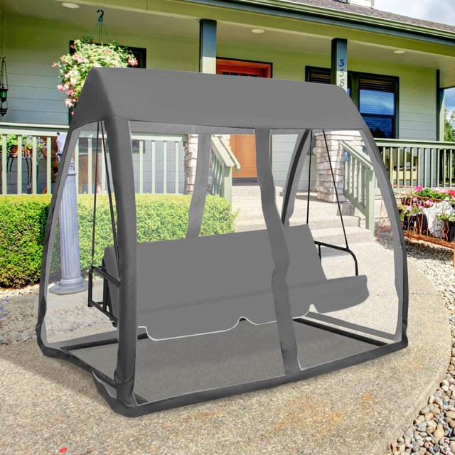 COVERONICS 2in1 Patio Swing Porch Canopy Outdoor 3 Seat Swing Chair with Convertible Mesh