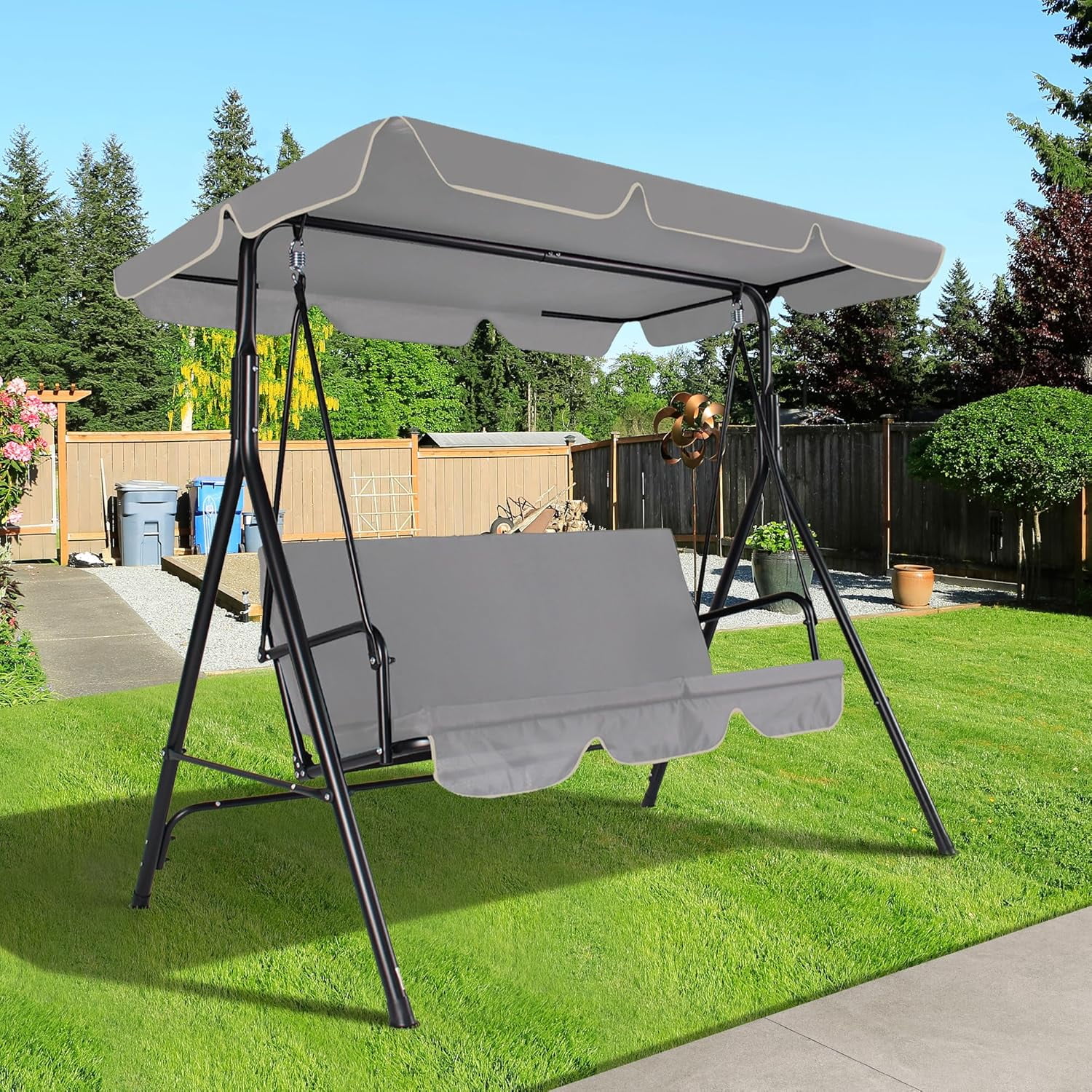 COVERONICS 3Seat Outdoor Porch Swing, Patio Swing Chair with