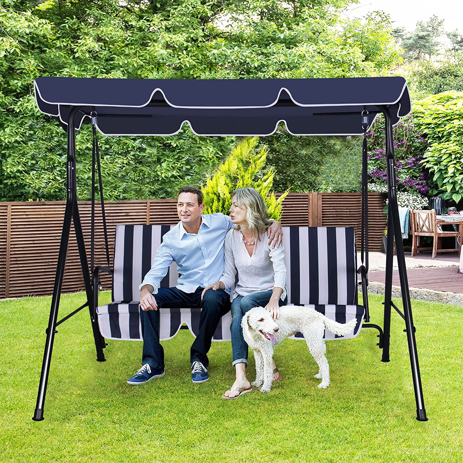 COVERONICS 3Seat Patio Swing Chair, Outdoor Porch Swing with