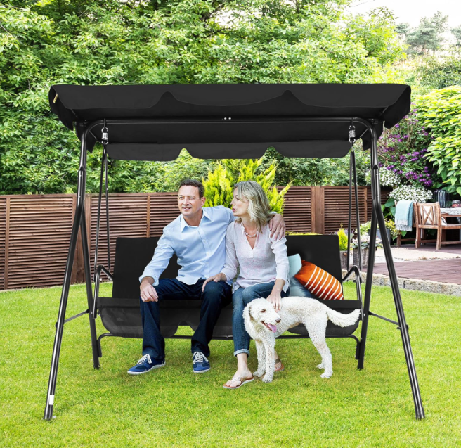 COVERONICS Seat Porch Swing Canopy Metal Outdoor Dominican