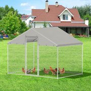 COVERONICS Large Metal Waterproof and UV Protected Outdoor Hen House with Accessories, Silver, Fits 10 Chickens