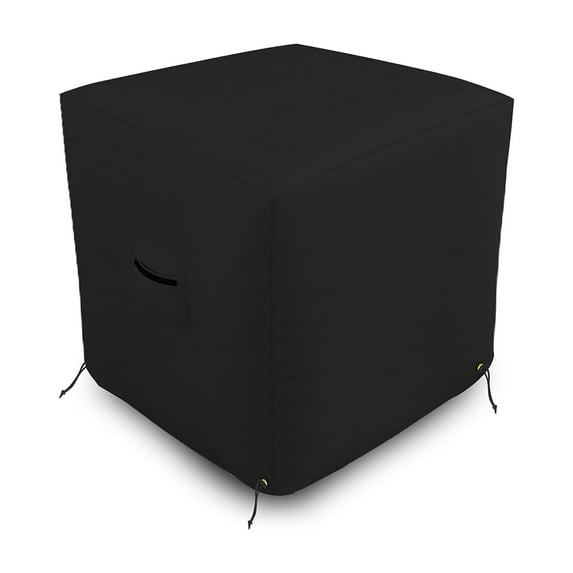 COVERS&ALL Air Conditioner Cover 12 Oz Waterproof - 100% Weather Resistant PVC Coated Outdoor Furniture Cover with Air Pockets & Drawstring for Snug Fit (24" W x 24" D x 22" H, Black)