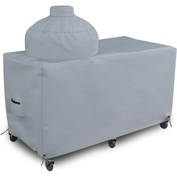 COVERS&ALL Big Egg Grill Outdoor Patio Covers 18 Oz Waterproof - 100% UV & Weather Resistant PVC Coated Patio Furniture Covers with Air Pockets & Drawstring for Snug fit (60" L x 30" D x 50" H, Gray)