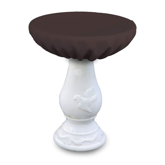 COVERS&ALL Bird Bath Cover 12 Oz Waterproof - Customize Cover with Any Size - 100% Weather Resistant Outdoor Cover with Elastic Snug Fit (21" Dia x 18" H, Coffee)